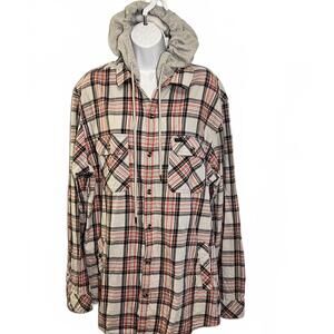 Rip Curl Men's Plaid Hooded Flannel Shirt Jacket, Size XL
